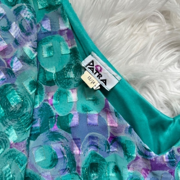 Vintage 80s 90s Patra Iridescent Circles Tiered Dress with Lettuce Hem Size Med - Picture 4 of 7